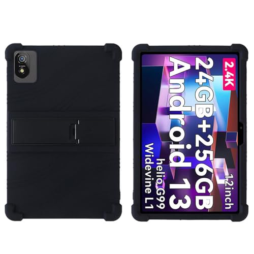 INSOLKIDON Kompatibel mit Black-View Tab 18 12 inch Tablet Hülle mit Standfunktion Slim PU Kieselgel Schutzhülle mit Ständer Funktion (Black) von INSOLKIDON