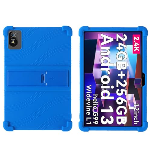 INSOLKIDON Kompatibel mit Black-View Tab 18 12 inch Tablet Hülle mit Standfunktion Slim PU Kieselgel Schutzhülle mit Ständer Funktion (Blue) von INSOLKIDON