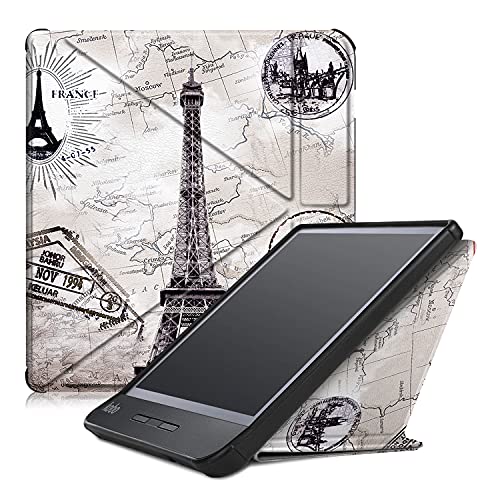 INSOLKIDON Kompatibel mit KOBO Libra H2O 7 INCH 2019 Tablet Hülle Lederrückseitige Abdeckung Case Bumper Ganzkörperschutz Leder Schutzhülle Halter Shell (Eisenturm) von INSOLKIDON
