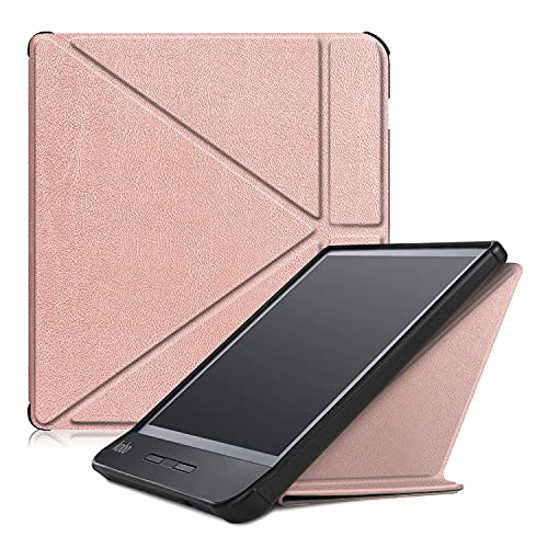 INSOLKIDON Kompatibel mit KOBO Libra H2O 7 INCH 2019 Tablet Hülle Lederrückseitige Abdeckung Case Bumper Ganzkörperschutz Leder Schutzhülle Halter Shell (Rosa) von INSOLKIDON