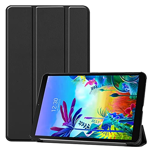 INSOLKIDON Kompatibel mit LG G PAD 5 10.1in Tablet Hülle Lederrückseitige Abdeckung Case Bumper Ganzkörperschutz Leder Schutzhülle Tablet Halter Shell (Schwarz) von INSOLKIDON