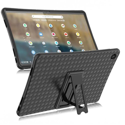INSOLKIDON Kompatibel mit Lenovo Chromebook Duet 3 / Duet 370 (11 inch) Tablet Hülle mit Standfunktion Slim PU Kieselgel Schutzhülle mit Ständer Funktion (Schwarz) von INSOLKIDON