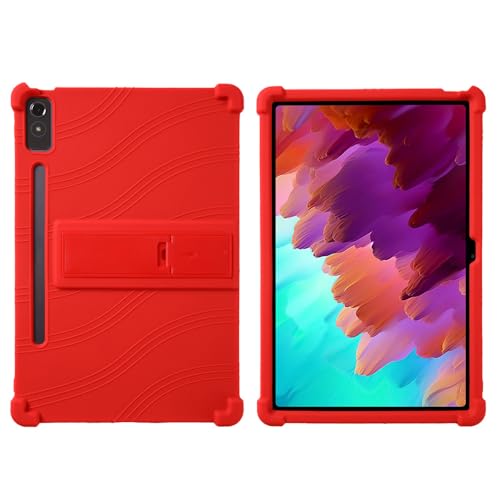 INSOLKIDON Kompatibel mit Lenovo Tab P12 (2023) Model TB370FU 12.7 inch Tablet Hülle mit Standfunktion Slim PU Kieselgel Schutzhülle mit Ständer Funktion (Red) von INSOLKIDON