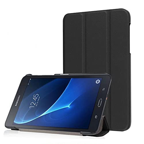 INSOLKIDON Kompatibel mit Samsung Galaxy J Max (7.0 Inch) Tablet Hülle Lederrückseitige Abdeckung Case Bumper Ganzkörperschutz Leder Schutzhülle Tablet Halter Shell (Schwarz) von INSOLKIDON