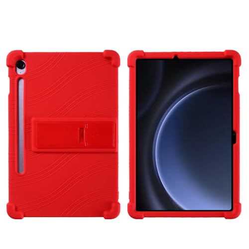 INSOLKIDON Kompatibel mit Samsung Galaxy Tab S10 FE 10.95 inch Tablet Hülle mit Standfunktion Slim PU Kieselgel Schutzhülle mit Ständer Funktion (Red) von INSOLKIDON