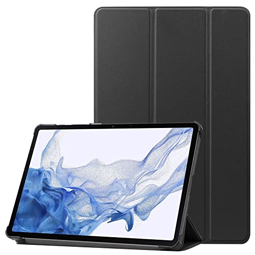 INSOLKIDON Kompatibel mit Samsung Galaxy Tab S8 Ultra Inch Tablet Hülle Lederrückseitige Abdeckung Case Bumper Ganzkörperschutz Leder Schutzhülle Tablet Halter Shell (Schwarz) von INSOLKIDON