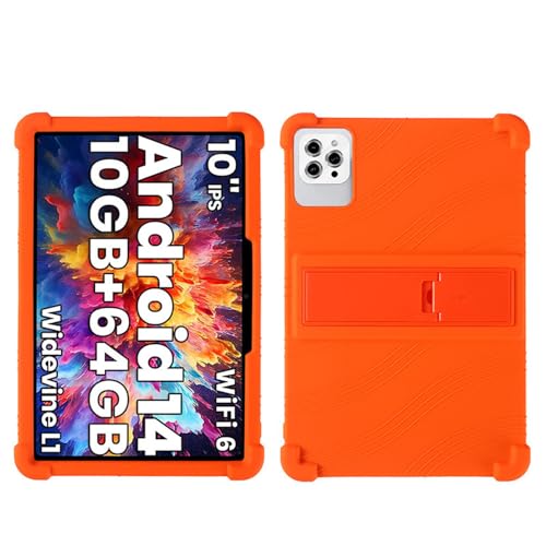INSOLKIDON Kompatibel mit Tuotatop X13 10 inch Tablet Hülle mit Standfunktion Slim PU Kieselgel Schutzhülle mit Ständer Funktion (Orange) von INSOLKIDON