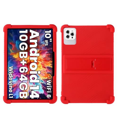INSOLKIDON Kompatibel mit Tuotatop X13 10 inch Tablet Hülle mit Standfunktion Slim PU Kieselgel Schutzhülle mit Ständer Funktion (Red) von INSOLKIDON