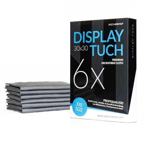 INSTADRIVE XXL Displaytücher 30x30cm – Bildschirm, Display und Touchscreen Reinigungstücher aus Mikrofaser für professionelle Reinigung von Autoinnenraum, Smartphones und empfindlichen Oberflächen von INSTADRIVE