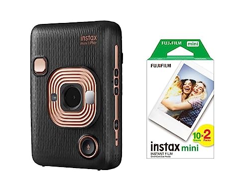 Fujifilm Instax Mini LiPlay Elegant Black & Mini Instant Film, 2X 10 Blatt (20 Blatt), Weiß von INSTAX