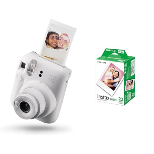 INSTAX Mini 12 Sofortbildkamera Clay-White + Mini Film Standard (20/PK) von INSTAX