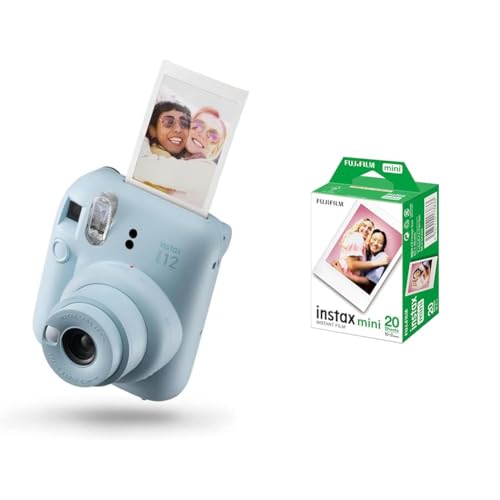 INSTAX Mini 12 Sofortbildkamera Pastel-Blue + Mini Film Standard (20/PK) von INSTAX