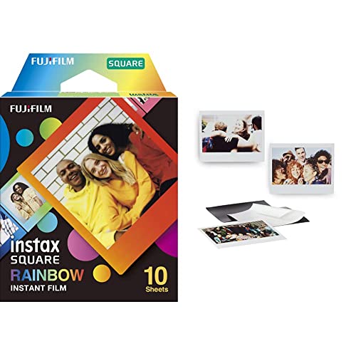 instax Square Film Rainbow für 10 Aufnahmen & instax Wide Fotomagnete 10 Stück weiß von INSTAX