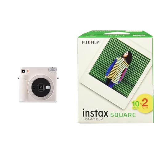 instax Square SQ1 Sofortbildkamera, Chalk Weiß & Square Film, (2x10 Aufnahmen) von INSTAX