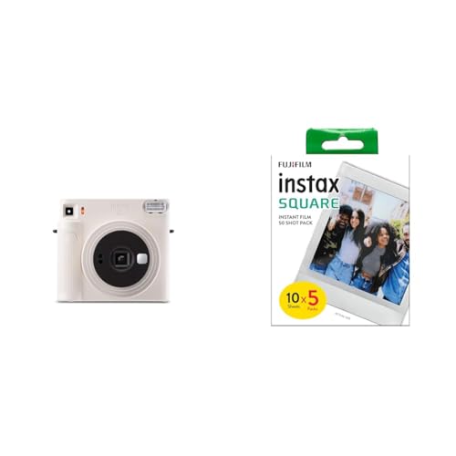 instax Square SQ1 Sofortbildkamera, Chalk Weiß & Square Film, 5'er Pack (5x10 Aufnahmen) von INSTAX