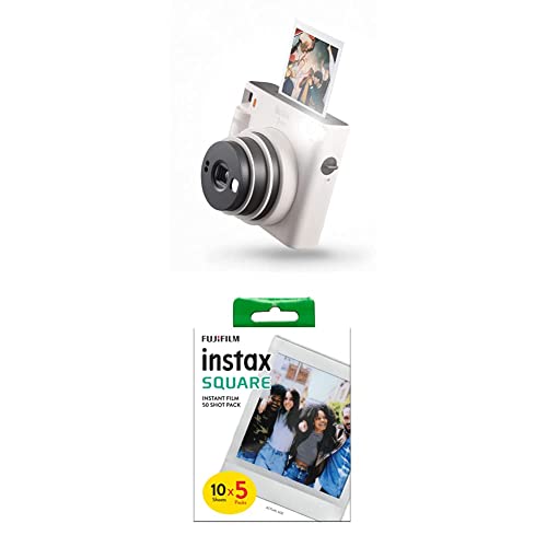 instax Square SQ1 Sofortbildkamera, Chalk Weiß & Square Film, 5'er Pack (5x10 Aufnahmen) von INSTAX