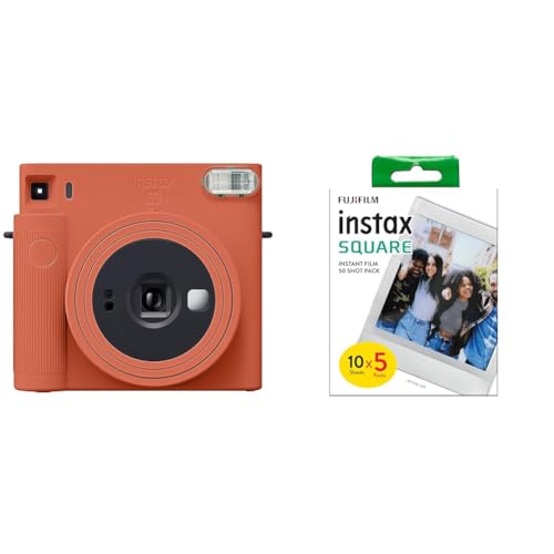 instax Square SQ1 Sofortbildkamera, Terracotta Orange & Square Film, 5'er Pack (5x10 Aufnahmen) von INSTAX