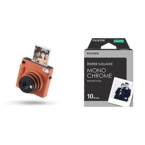 instax Square SQ1 Sofortbildkamera, Terracotta Orange & Square Film, Monochrome (1x10 Aufnahmen) von INSTAX