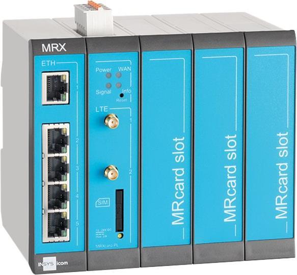 INSYS icom MRX5 LTE modularer LTE-Router VPN LTE/HSPA/UMTS/EDGE/GPRS 5xEthernet 10/100BT 2xdig.Ein MRcard-Slots 3xfrei (10023440) von INSYS