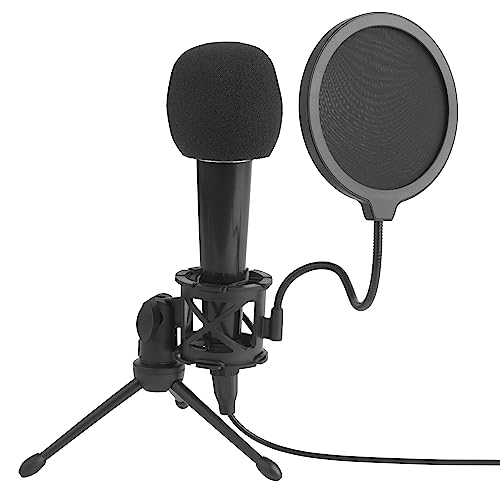 Intempo EEE7226BLKSTKEU7 Tischmikrofon – Pop-Filter für Vlogging und Gaming, für satten, vollen Sound, mit Einstellbarer Stoßdämpferhalterung, Stativ, klappbarem Winkel und 3,5-mm-Buchse von INTEMPO
