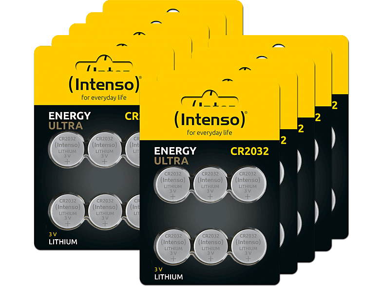INTENSO CR2032 Knopfzelle Batterie, Lithium / Manganese Dioxide (Li/MnO2), 3 Volt, 220 mAh 60 Stück von INTENSO