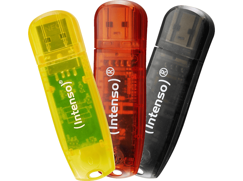 INTENSO Rainbow Line Triple Pack USB-Stick, 32 GB, 28 MB/s, Gelb, Rot, Schwarz von INTENSO