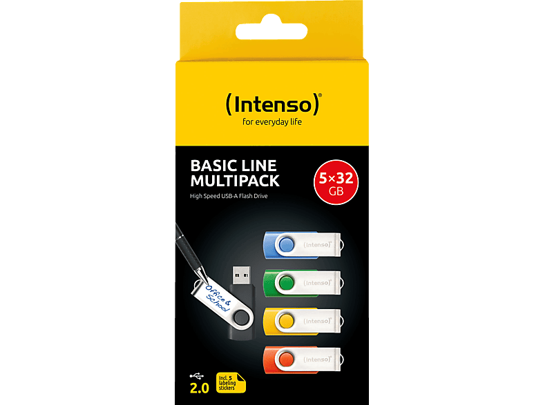 INTENSO USB-Stick 5er Pack Speicherstick, 32 GB, 28 MB/s, Bunt INTENSO USB-Stick 5er Pack Speicherstick, 32 GB, 28 MB/s, Bunt von INTENSO