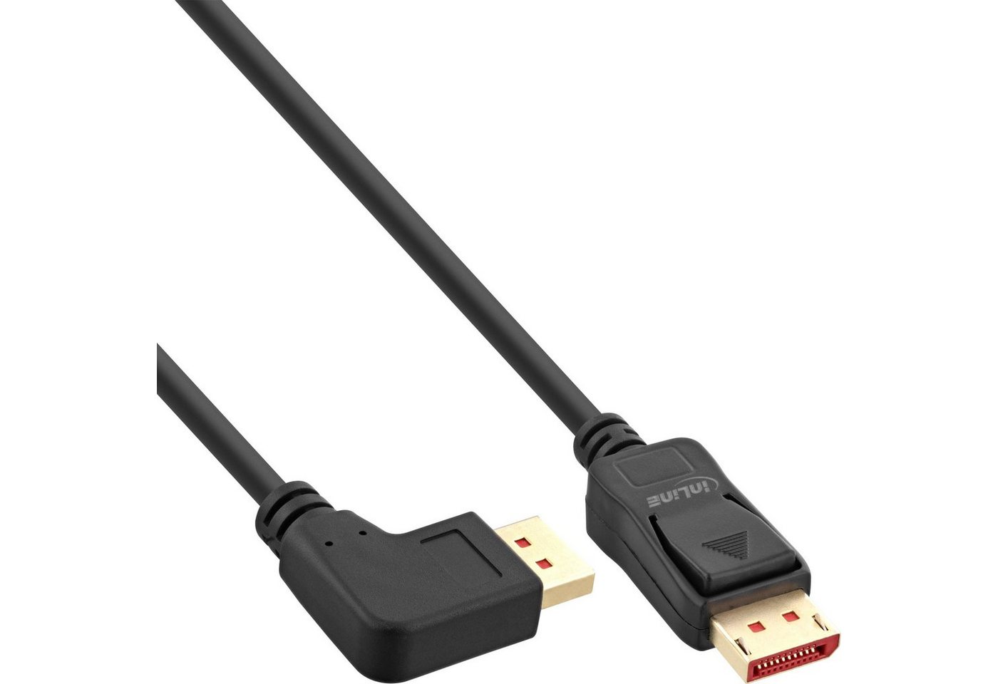INTOS ELECTRONIC AG InLine® DisplayPort 1.4 Kabel, 8K4K, links gewinkelt, schwarz/gold, 2m Computer-Kabel von INTOS ELECTRONIC AG