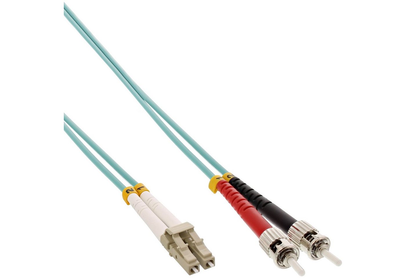 INTOS ELECTRONIC AG InLine® LWL Duplex Kabel, LC/ST, 50/125µm, OM3, 10m LAN-Kabel von INTOS ELECTRONIC AG