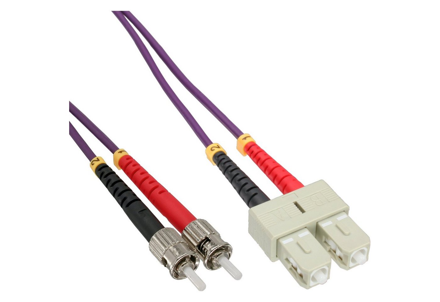 INTOS ELECTRONIC AG InLine® LWL Duplex Kabel, SC/ST, 50/125µm, OM4, 0,5m LAN-Kabel von INTOS ELECTRONIC AG