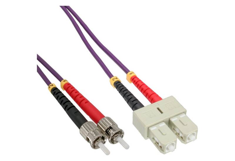 INTOS ELECTRONIC AG InLine® LWL Duplex Kabel, SC/ST, 50/125µm, OM4, 1m LAN-Kabel von INTOS ELECTRONIC AG