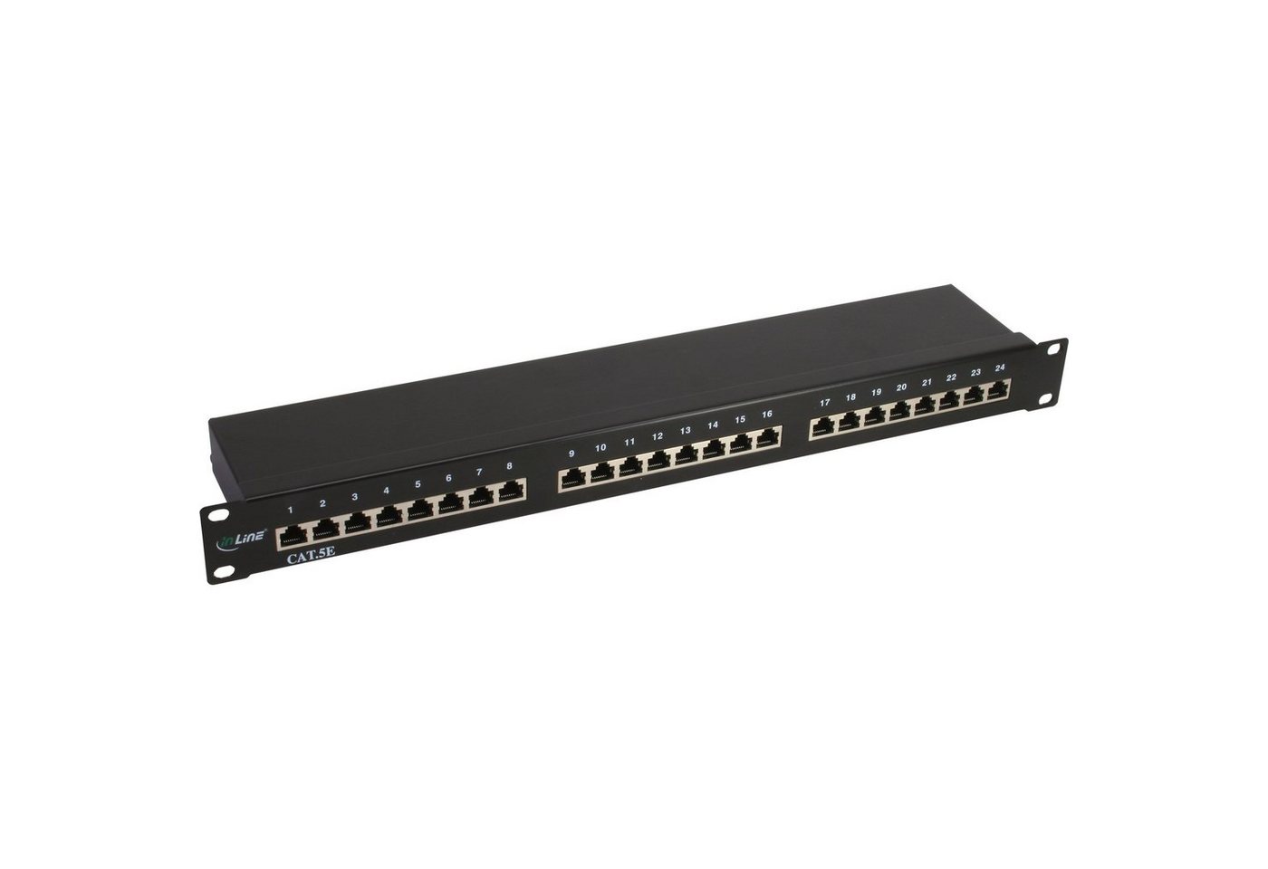 Inline InLine® Patchfeld Cat.5e 24-fach, 48,26cm (19), 1HE, schwarz, RAL9005 Netzwerk-Patch-Panel von Inline