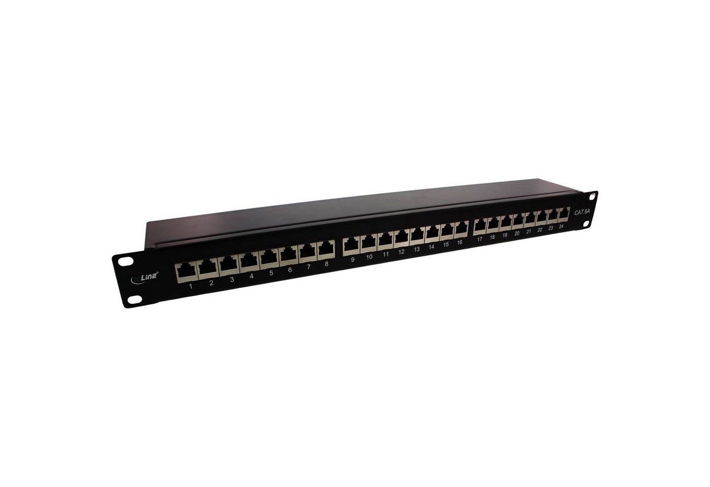 Inline InLine® Patchfeld Cat.6A 24-fach 19" 1HE schwarz RAL 9005 Netzwerk-Patch-Panel von Inline