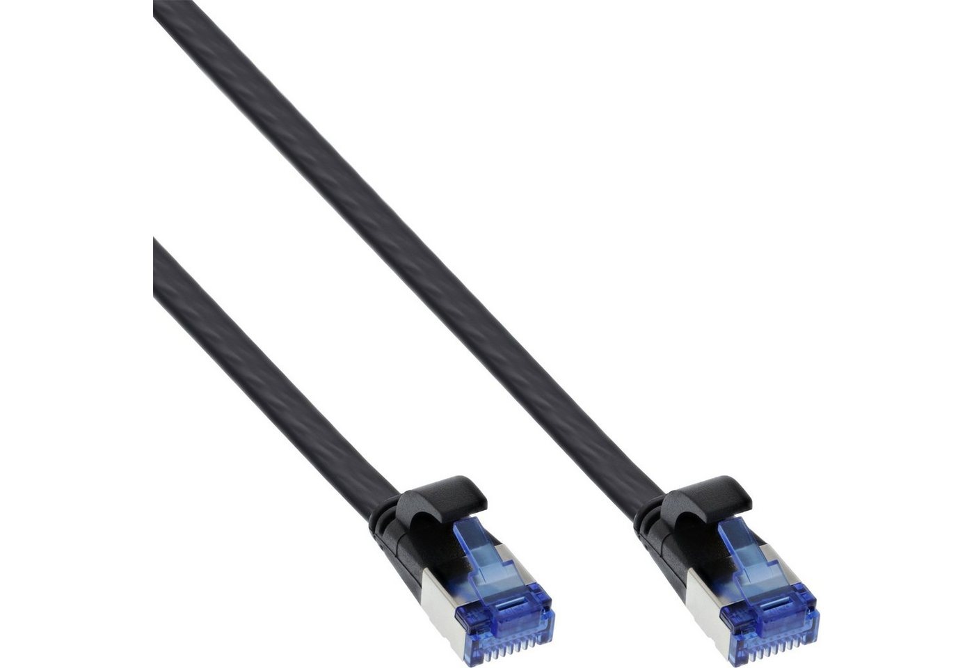 INTOS ELECTRONIC AG InLine® Patchkabel flach, U/FTP, Cat.6A, TPE halogenfrei, schwarz, 10m LAN-Kabel von INTOS ELECTRONIC AG
