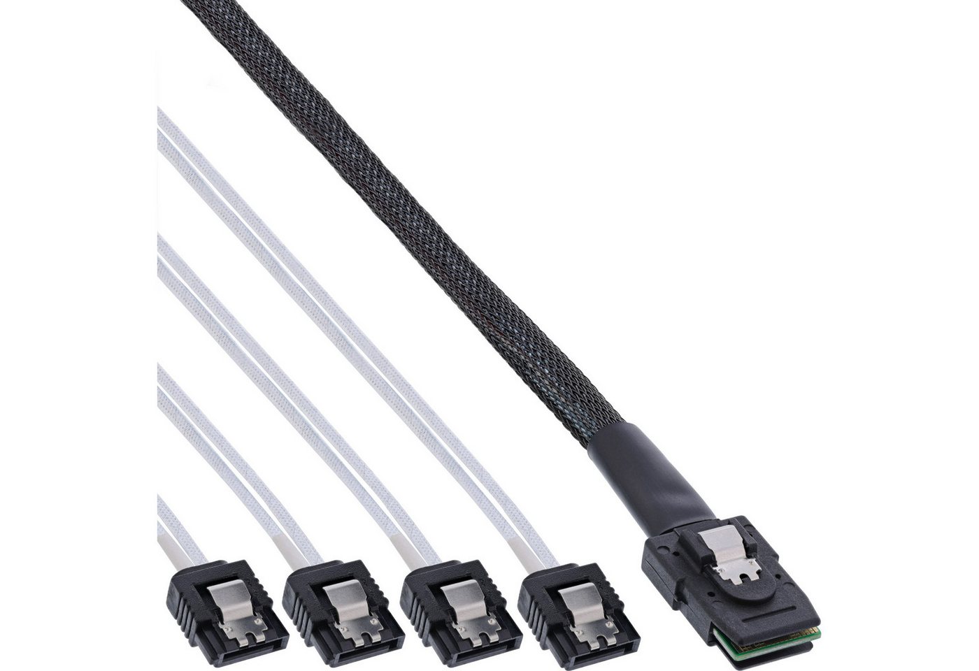 INTOS ELECTRONIC AG InLine® SAS Anschlusskabel, Mini-SAS SFF-8087 an 4x SATA, 1:1, OCR, 1m Computer-Kabel von INTOS ELECTRONIC AG