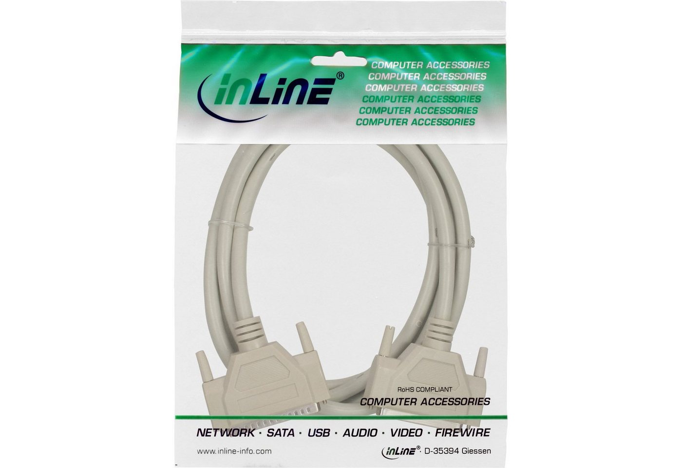 INTOS ELECTRONIC AG InLine® Serielle Verlängerung, 37pol Stecker / Buchse, 1:1 belegt, 2m Computer-Kabel von INTOS ELECTRONIC AG