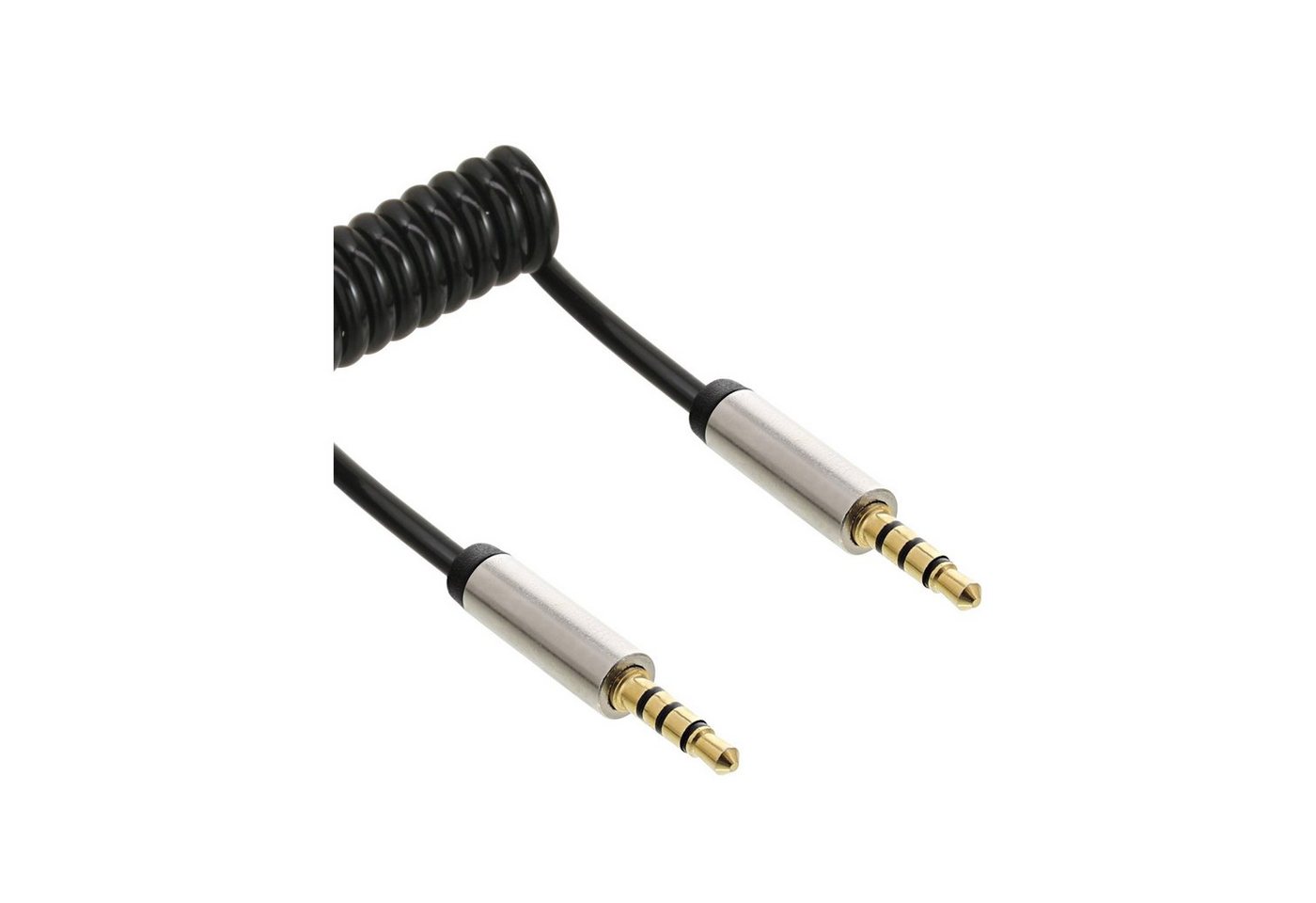 INTOS ELECTRONIC AG InLine® Slim Audio Spiralkabel Klinke 3,5mm ST/ST, 4-polig, Stereo, 1m Audio-Kabel von INTOS ELECTRONIC AG