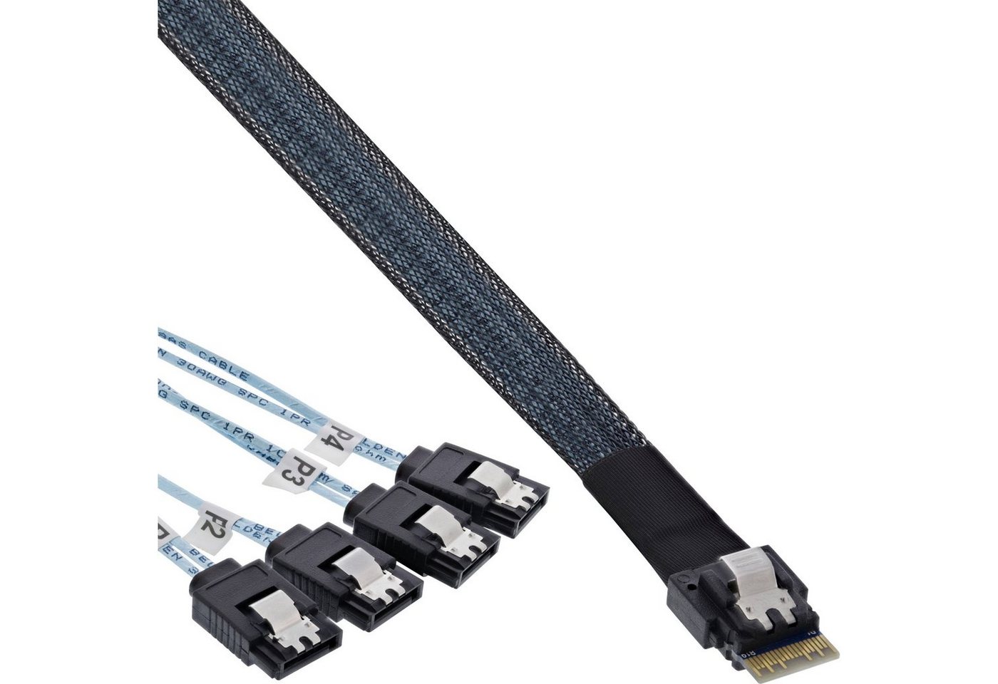 INTOS ELECTRONIC AG InLine® Slim SAS Kabel, SFF-8654 zu 4x SATA 7-pin, 12Gb/s, 0,5m Computer-Kabel von INTOS ELECTRONIC AG