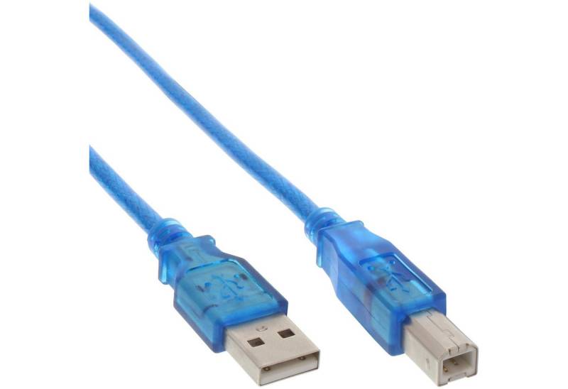 INTOS ELECTRONIC AG InLine® USB 2.0 Kabel, A an B, blau-transparent, 3m USB-Kabel von INTOS ELECTRONIC AG