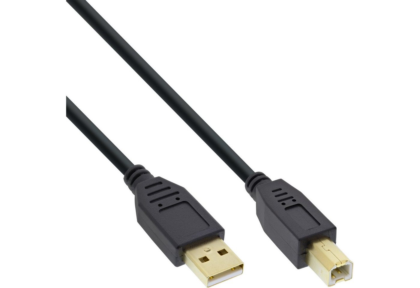 INTOS ELECTRONIC AG InLine® USB 2.0 Kabel, A an B, schwarz, Kontakte gold, 0,3m USB-Kabel von INTOS ELECTRONIC AG
