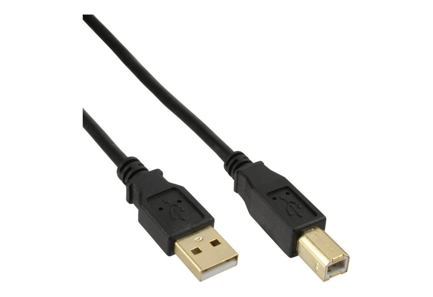 INTOS ELECTRONIC AG InLine® USB 2.0 Kabel, A an B, schwarz, Kontakte gold, 3m USB-Kabel von INTOS ELECTRONIC AG