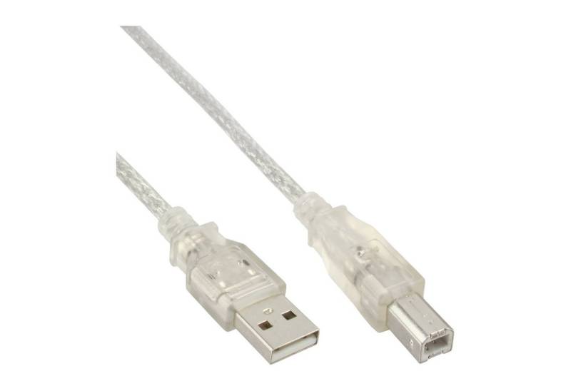 INTOS ELECTRONIC AG InLine® USB 2.0 Kabel, A an B, transparent, 3m USB-Kabel von INTOS ELECTRONIC AG