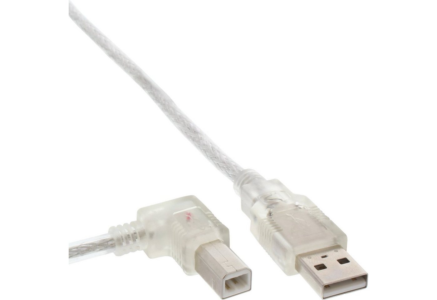 INTOS ELECTRONIC AG InLine® USB 2.0 Kabel, A an B links abgewinkelt, transparent, 0,3m USB-Kabel von INTOS ELECTRONIC AG