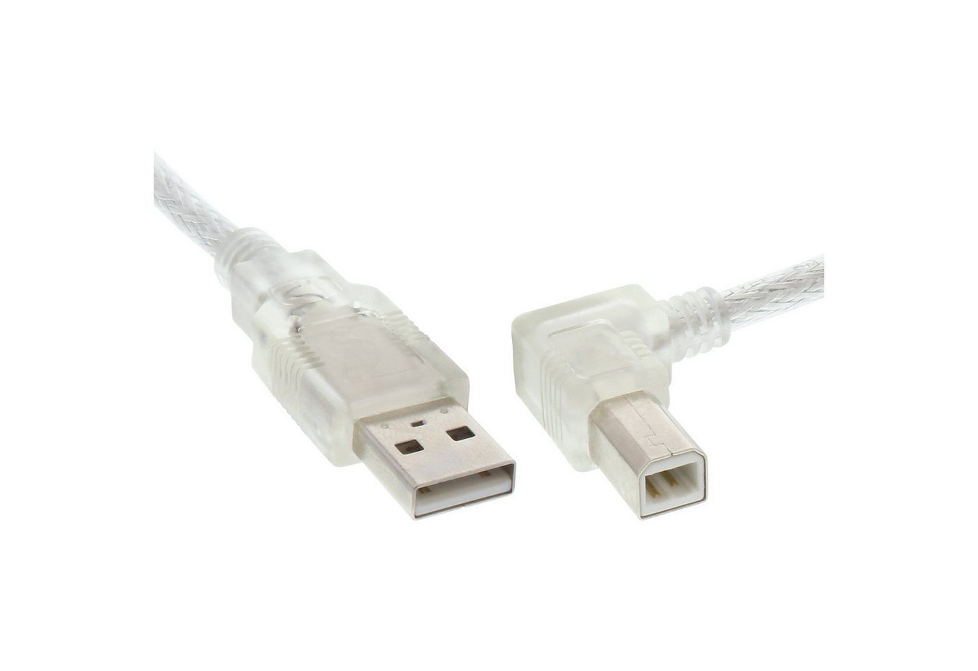 INTOS ELECTRONIC AG InLine® USB 2.0 Kabel, A an B rechts abgewinkelt, transparent, 0,3m USB-Kabel von INTOS ELECTRONIC AG