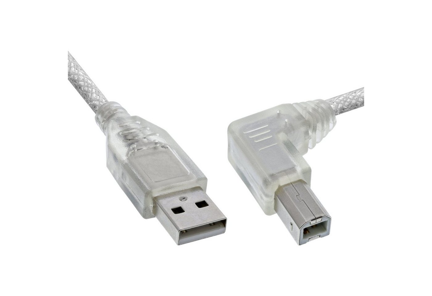 INTOS ELECTRONIC AG InLine® USB 2.0 Kabel, A an B rechts abgewinkelt, transparent, 0,5m USB-Kabel von INTOS ELECTRONIC AG