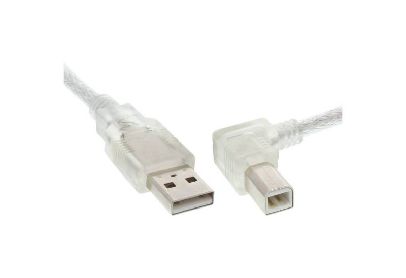 Inline InLine® USB 2.0 Kabel, A an B rechts abgewinkelt, transparent, 0,5m USB-Kabel von Inline