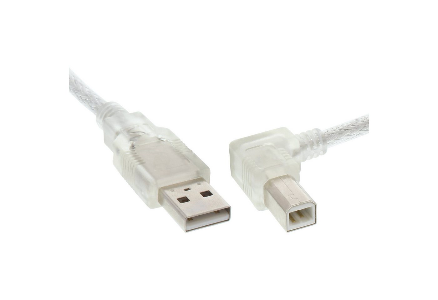 INTOS ELECTRONIC AG InLine® USB 2.0 Kabel, A an B rechts abgewinkelt, transparent, 2m USB-Kabel von INTOS ELECTRONIC AG
