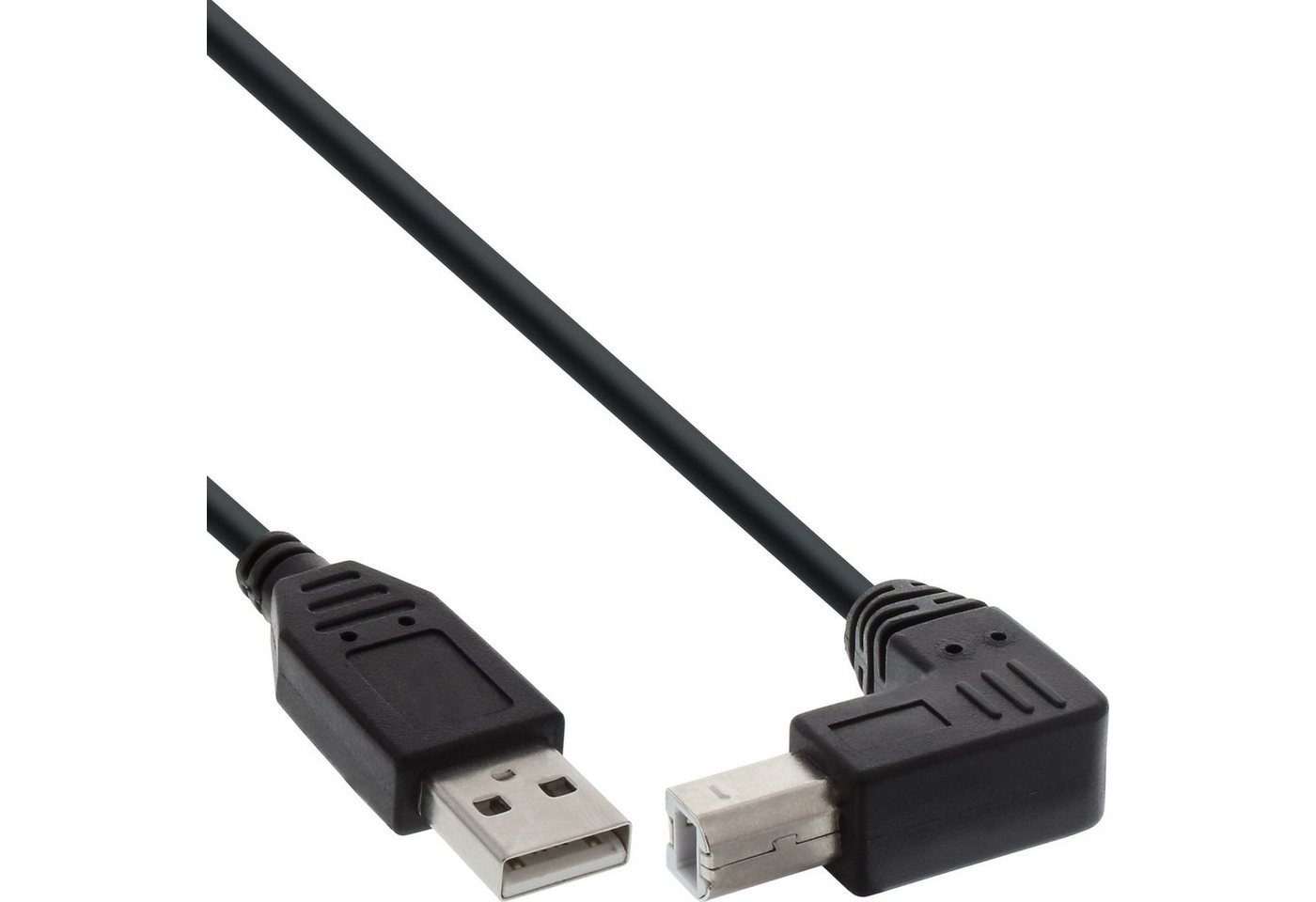 INTOS ELECTRONIC AG InLine® USB 2.0 Kabel, A an B unten abgewinkelt, schwarz, 0,5m USB-Kabel von INTOS ELECTRONIC AG