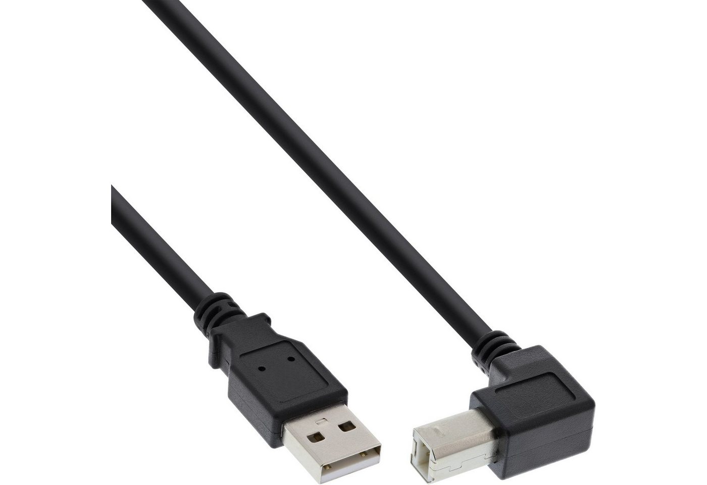 INTOS ELECTRONIC AG InLine® USB 2.0 Kabel, A an B unten abgewinkelt, schwarz, 3m USB-Kabel von INTOS ELECTRONIC AG