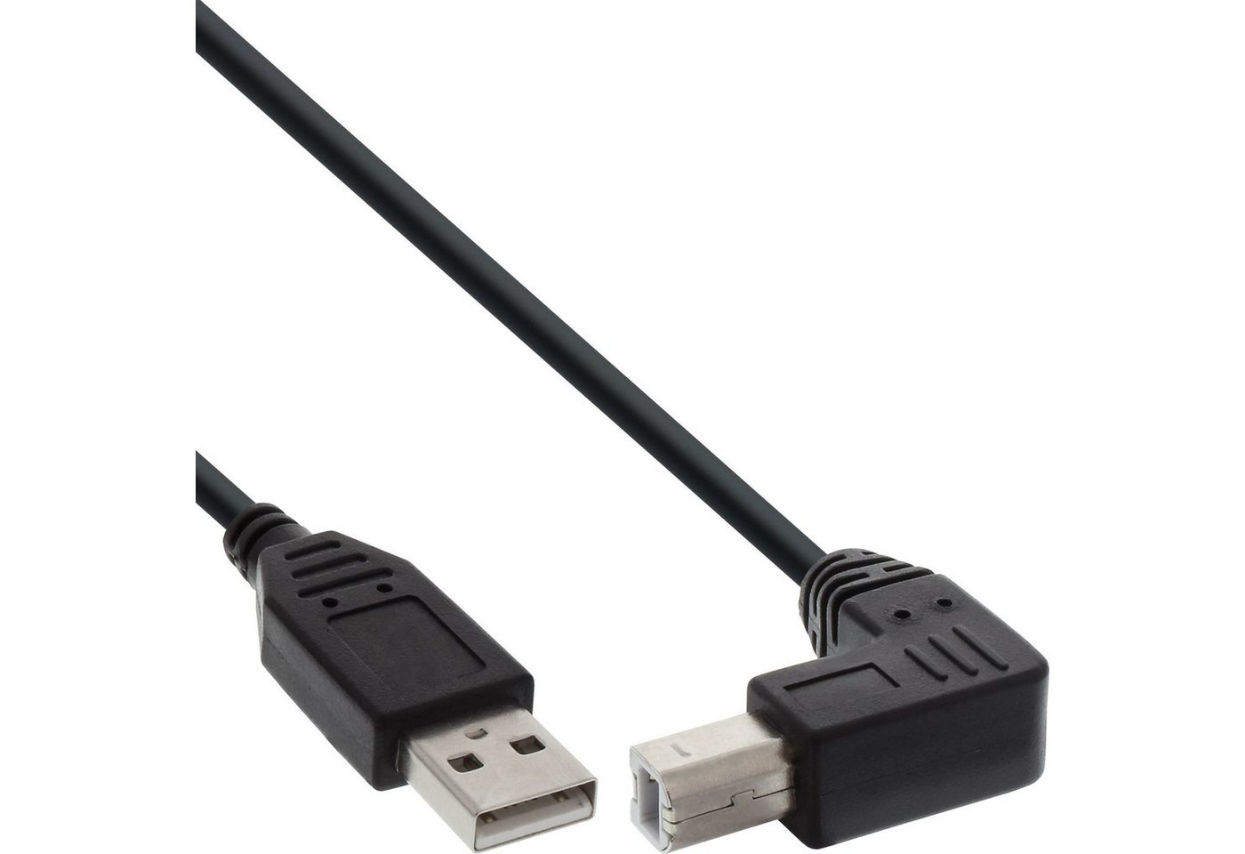 INTOS ELECTRONIC AG InLine® USB 2.0 Kabel, A an B unten abgewinkelt, schwarz, 5m USB-Kabel von INTOS ELECTRONIC AG